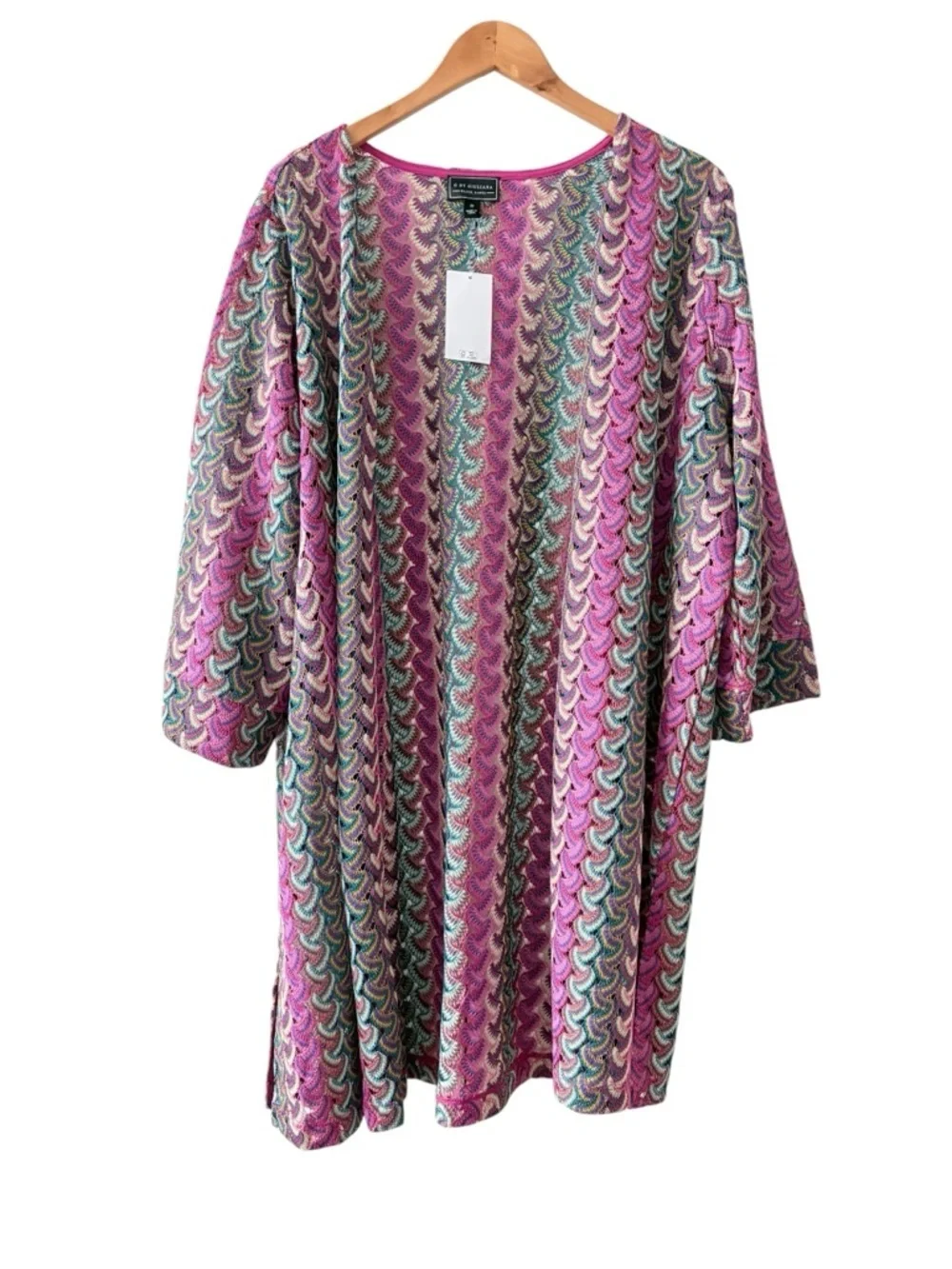 G By Giuliana Black Label Colorful Knit Open Front Cardigan